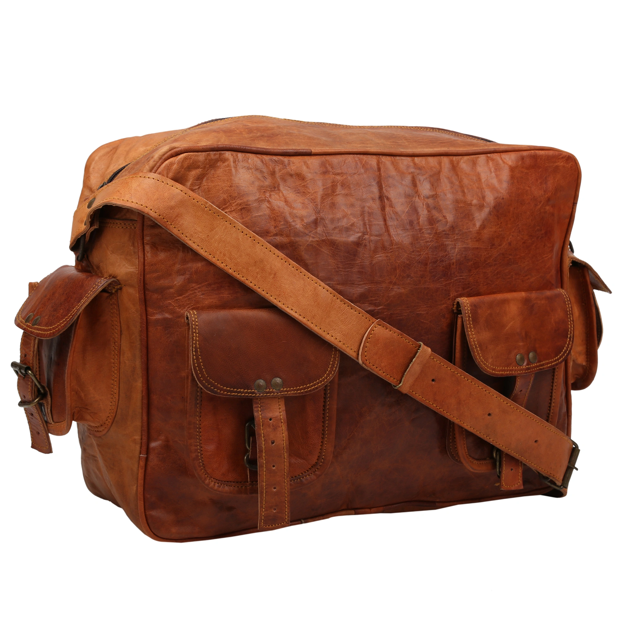 Desert Town Unisex Genuine Leather 15 Ltr. Vintage Brown Casual Messenger Bag 15X12&quot;-(MESS110)-MESS110-15X12