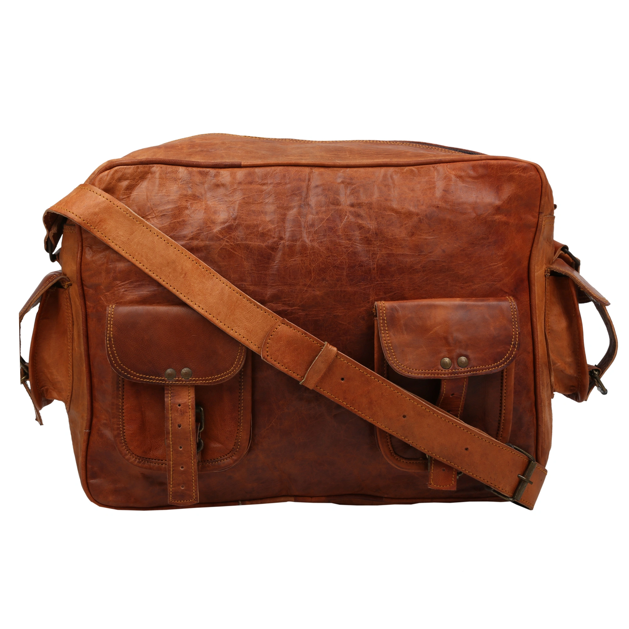 Desert Town Unisex Genuine Leather 15 Ltr. Vintage Brown Casual Messenger Bag 15X12&quot;-(MESS110)-1