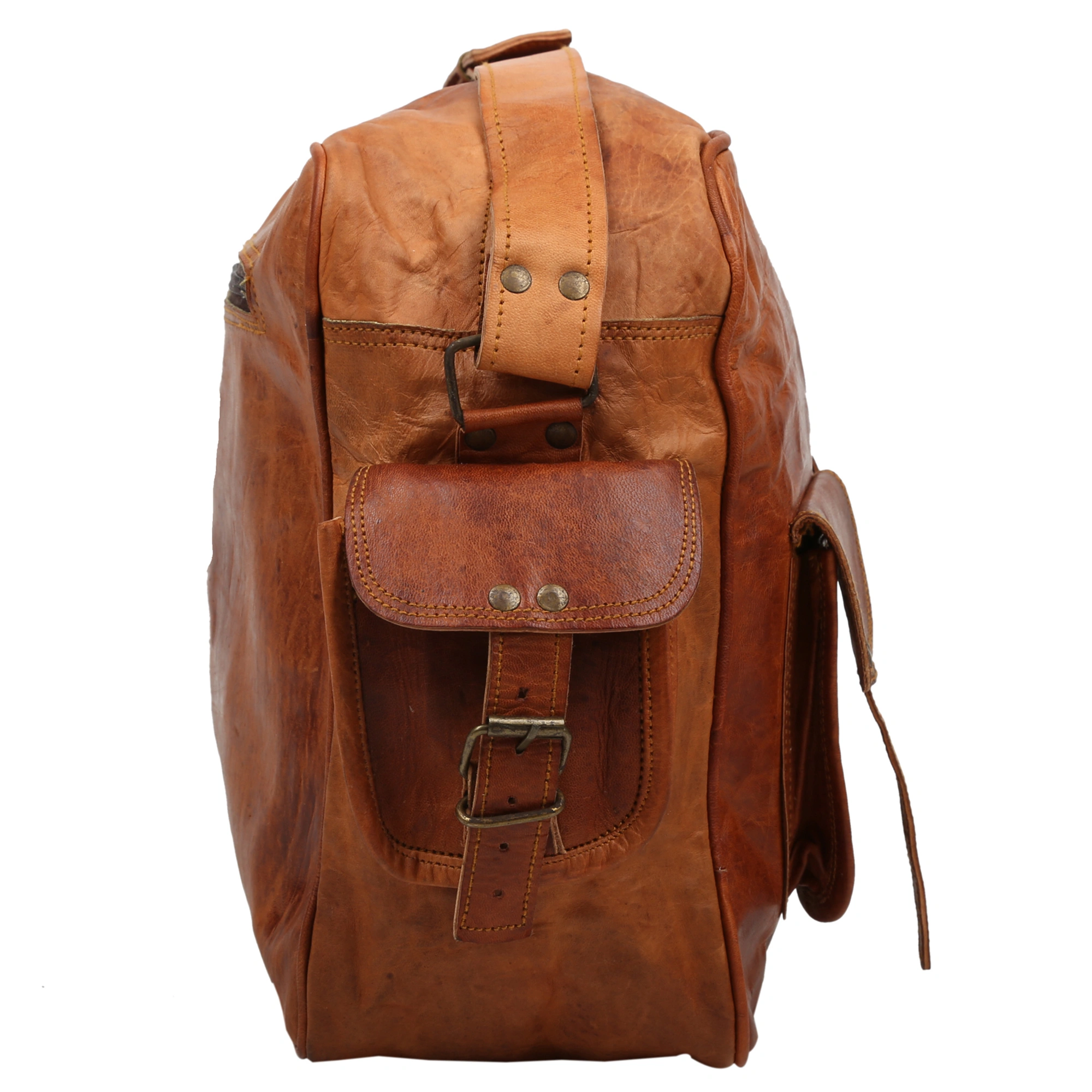 Desert Town Unisex Genuine Leather 15 Ltr. Vintage Brown Casual Messenger Bag 15X12&quot;-(MESS110)-2