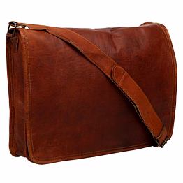 desert town unisex genuine leather 15 ltr. vintage brown laptop messenger bag 18x13"-(mess117)