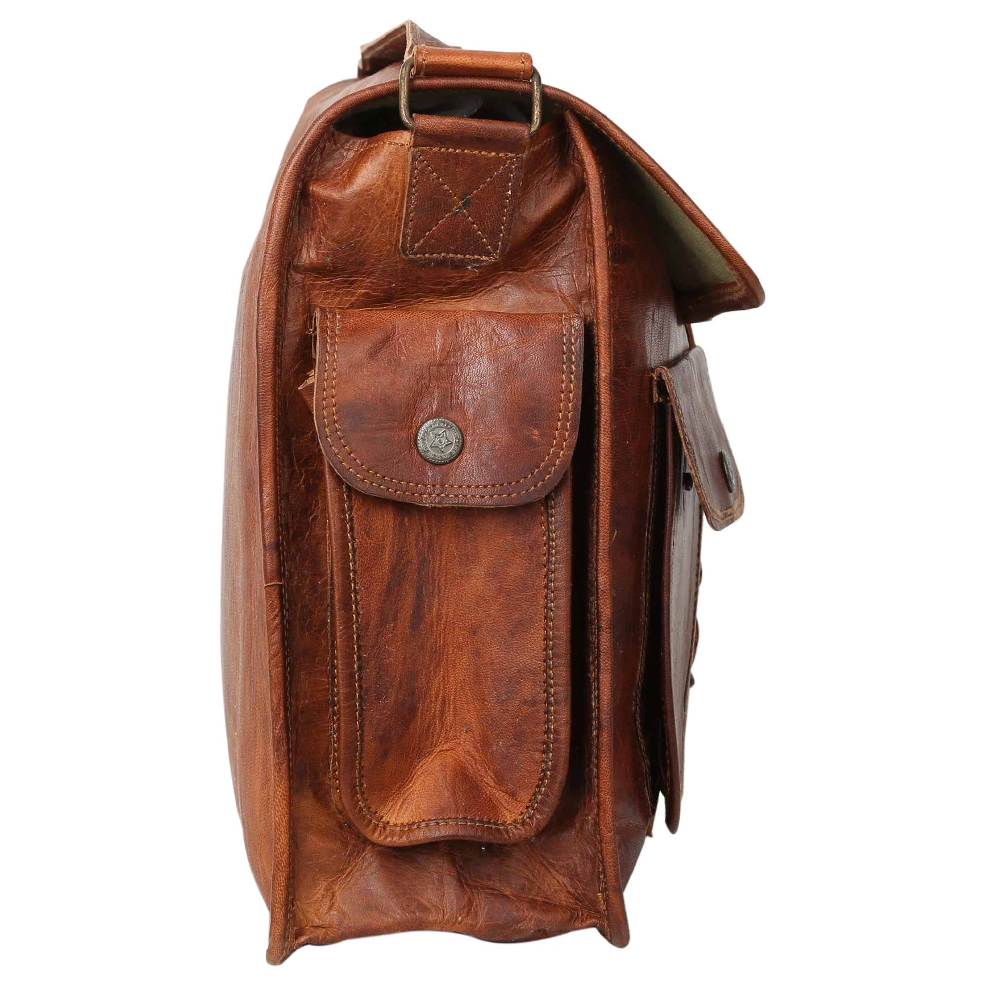 Desert Town Unisex Genuine Leather 12 Ltr. Vintage Brown Laptop Messenger Bag 16X12&quot;-(MESS119)-2