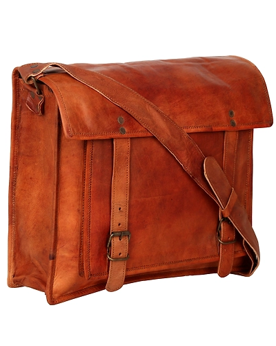 Desert Town Unisex Genuine Leather 12 Ltr. Vintage Brown Laptop Messenger Bag 16X12&quot;-(MESS120)-MESS120-16X12