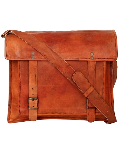 Desert Town Unisex Genuine Leather 12 Ltr. Vintage Brown Laptop Messenger Bag 16X12&quot;-(MESS120)-1