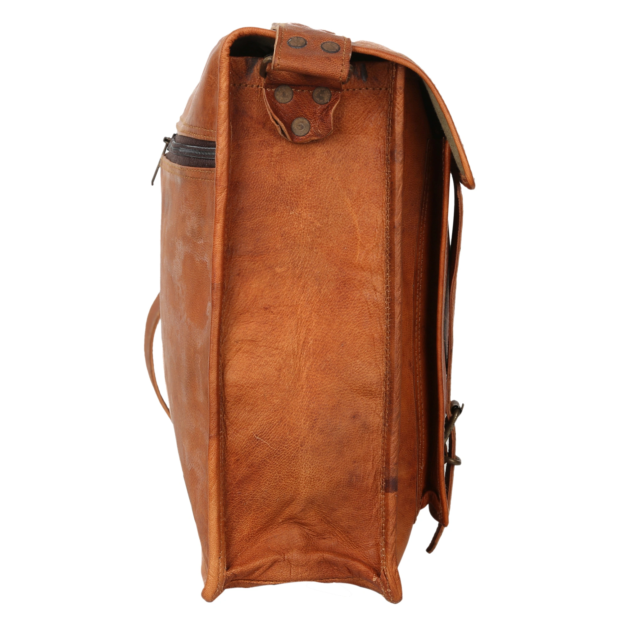 Desert Town Unisex Genuine Leather 12 Ltr. Vintage Brown Laptop Messenger Bag 16X12&quot;-(MESS120)-2