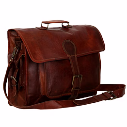 desert town unisex genuine leather 14 ltr. vintage brown laptop messenger bag 15x11"-(mess121)