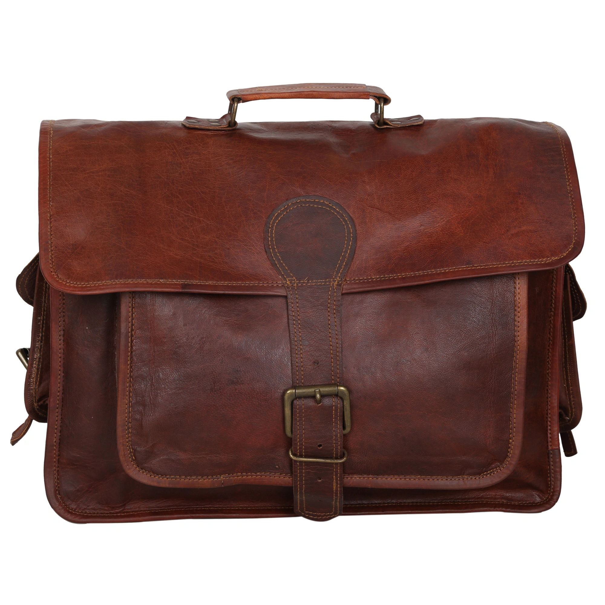 Desert Town Unisex Genuine Leather 14 Ltr. Vintage Brown Laptop Messenger Bag 15X11&quot;-(MESS121)-2