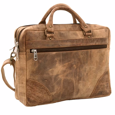 desert town men's crazy horse leather 16 ltr. vintage brown laptop messenger bag 16x12"-(mess122)