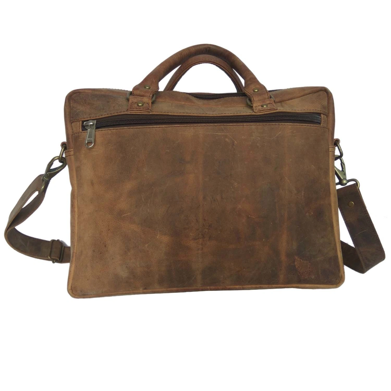 Desert Town Men's Crazy Horse Leather 16 Ltr. Vintage Brown Laptop Messenger Bag 16X12&quot;-(MESS122)-2