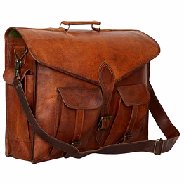 desert town unisex genuine leather 16 ltr. vintage brown laptop messenger bag 16x12"-(mess123)