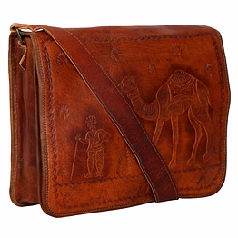 desert town women's genuine leather 11 ltr. vintage brown laptop messenger bag 15x11"-(mess128)