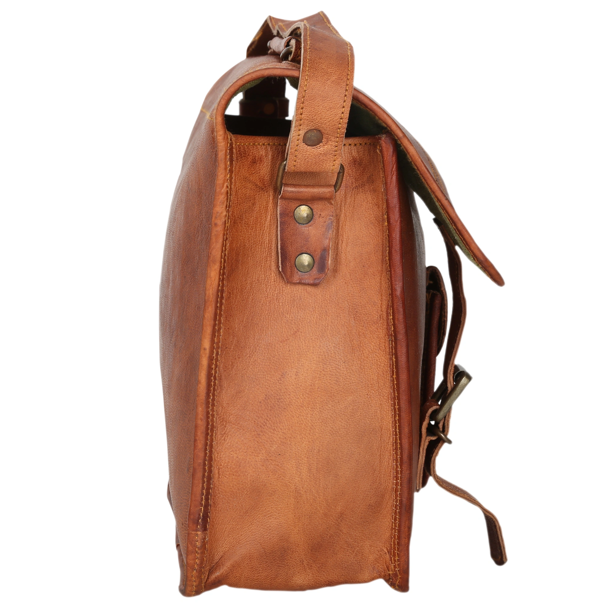 Desert Town Unisex Genuine Leather 5 Ltr. Vintage Brown Tablet Messenger Bag 11X9&quot;-(MESS129)-2