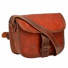 desert town unisex leather 1 ltr. vintage brown regular messenger bag 7x5"-(mess136)