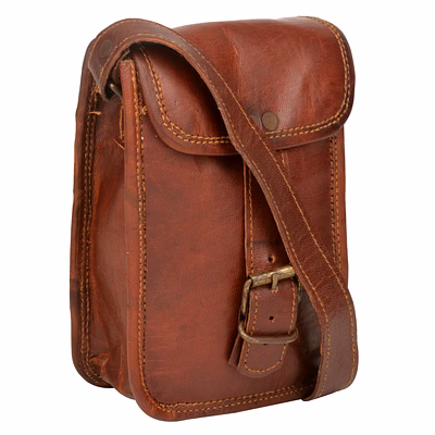 desert town unisex leather 2 ltr. vintage brown regular messenger bag 5x7"-(mess137)