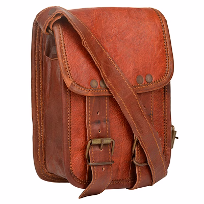 desert town unisex leather 2 ltr. vintage brown regular messenger bag 5x7"-(mess139)