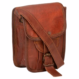 desert town unisex leather 2 ltr. vintage brown regular messenger bag 5x7"-(mess141)