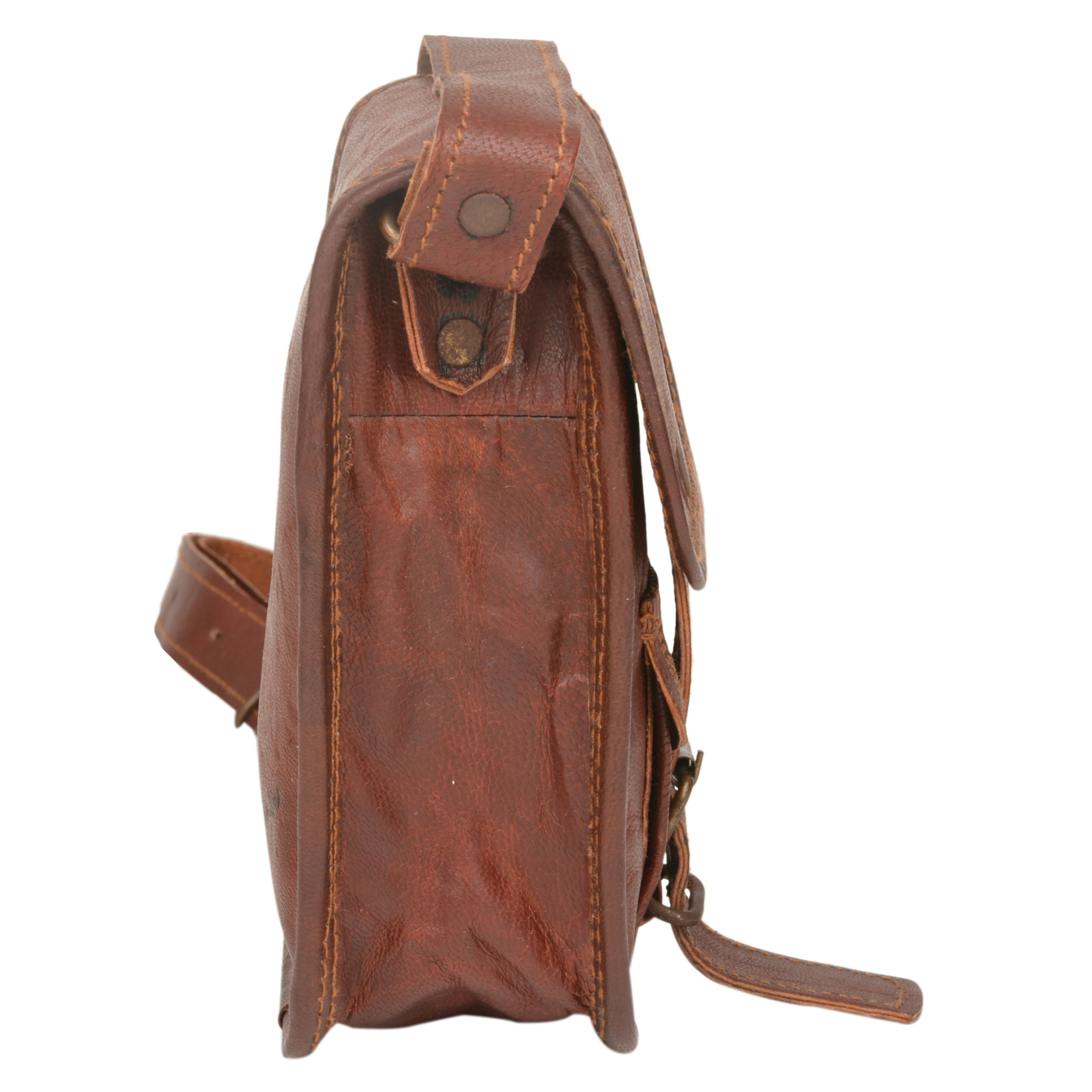 Desert Town Unisex Leather 2 Ltr. Vintage Brown Regular Messenger Bag 5X7&quot;-(MESS141)-2