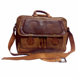 desert town unisex leather 16 ltr. vintage brown laptop messenger bag 15x11"-(mess142)