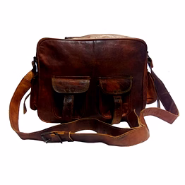 desert town unisex leather 12 ltr. vintage brown laptop messenger bag 16x12"-(mess143)