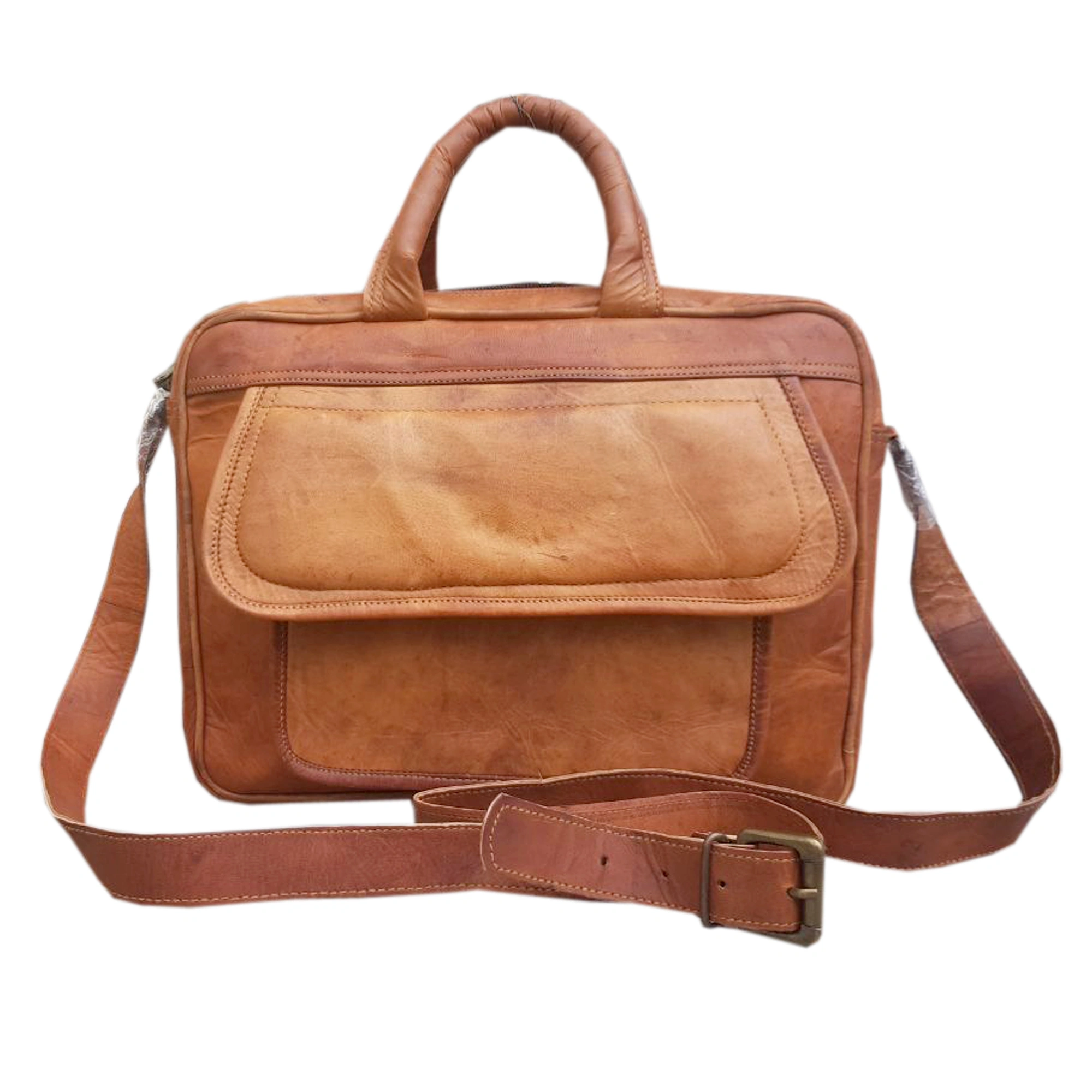 Desert Town Unisex Leather 8 Ltr. Vintage Brown Laptop Messenger Bag 14X11&quot;-(MESS144)-MESS144-14X11