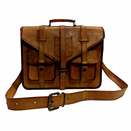 desert town unisex leather 9 ltr. vintage brown laptop messenger bag 15x11"-(mess145)