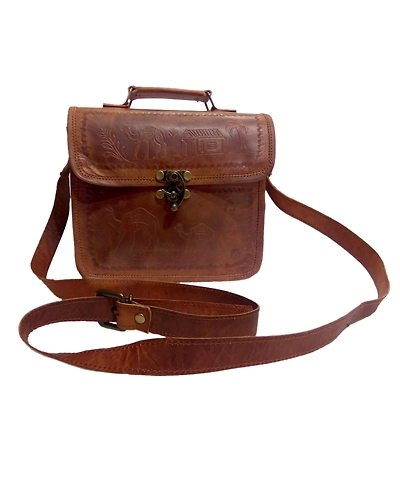 Desert Town Unisex Leather 3 Ltr. Vintage Brown Casual Messenger Bag 9X7&quot;-(MESS146)-MESS146-9X7