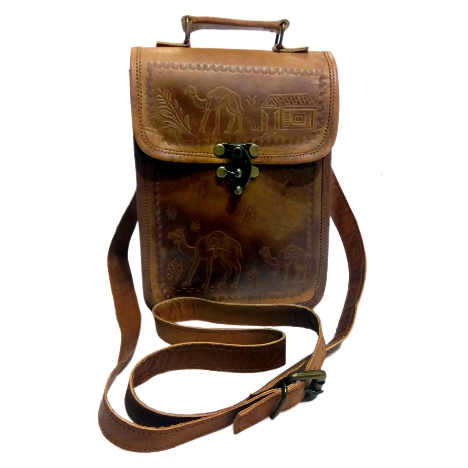 Desert Town Unisex Leather 3 Ltr. Vintage Brown Casual Messenger Bag 7X9&quot;-(MESS147)-MESS147-7X9