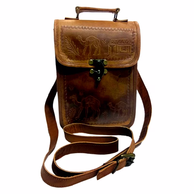 desert town unisex leather 3 ltr. vintage brown casual messenger bag 7x9"-(mess147)
