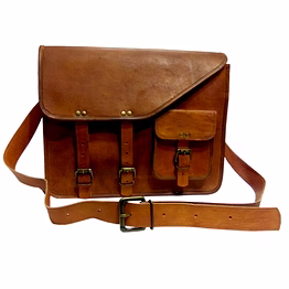 desert town unisex leather 10 ltr. vintage brown laptop messenger bag 16x12"-(mess148)