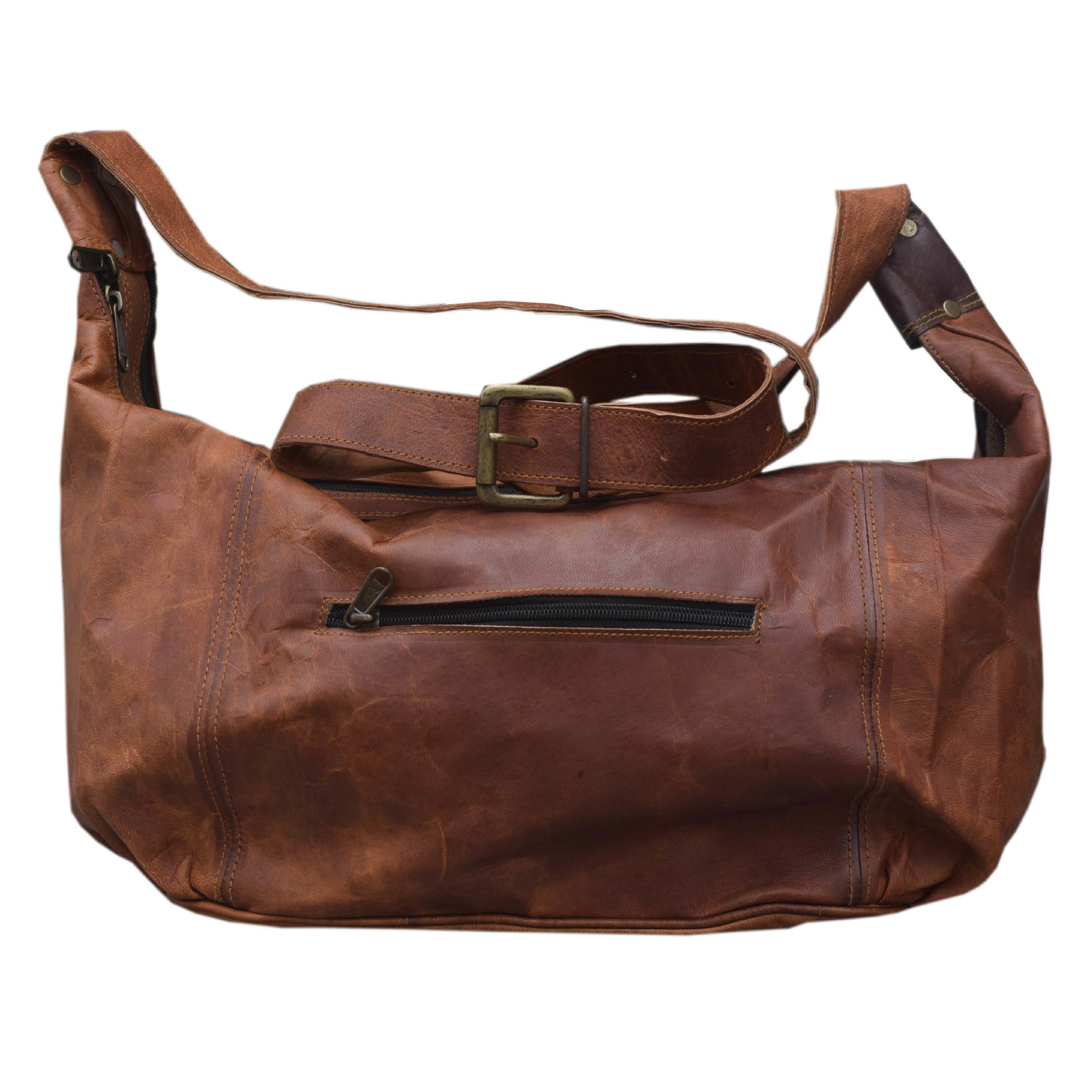 Desert Town Unisex Leather 12 Ltr. Vintage Brown Shopping Messenger Bag 16X12&quot;-(MESS150)-MESS150-16X12