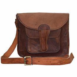 desert town unisex leather 5 ltr. vintage brown casual messenger bag 11x9"-(mess151)