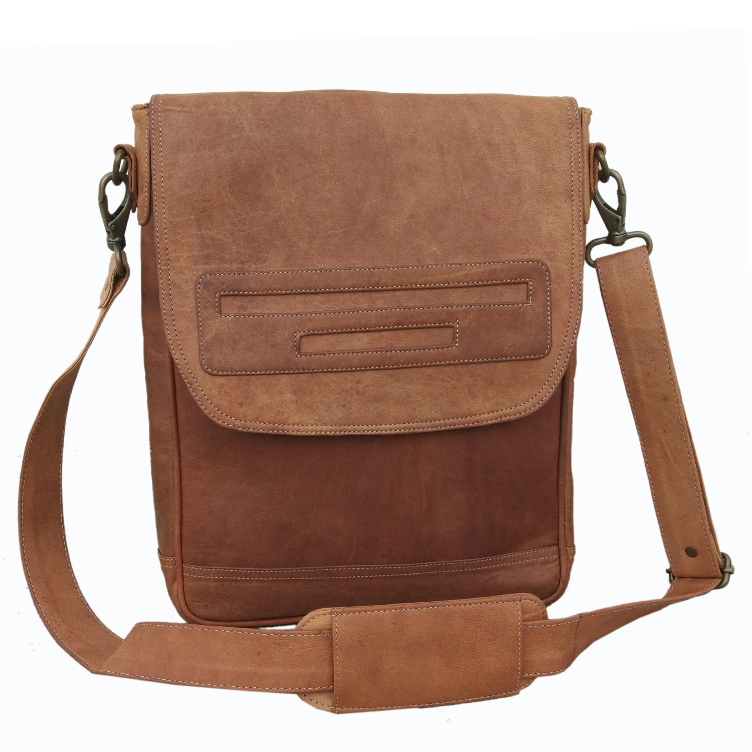 Desert Town Unisex Genuine Leather  6 Ltr. Vintage Brown Laptop Messenger Bag 12X14&quot;-(MESS154)-MESS154-12X14