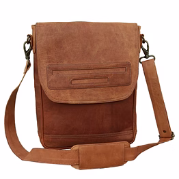 desert town unisex genuine leather 6 ltr. vintage brown laptop messenger bag 12x14"-(mess154)
