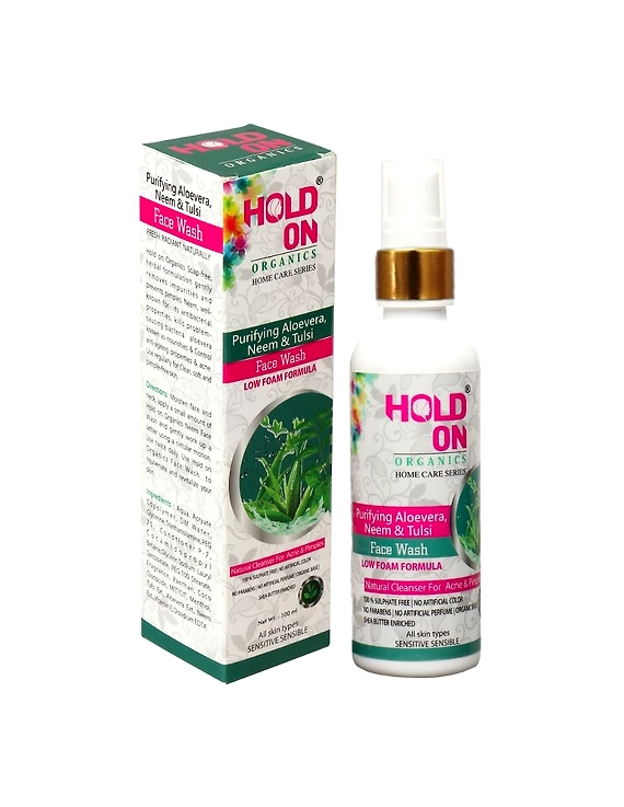 Organic Aloe Vera, Neem &amp; Tulsi Face Wash 100 ml-HOANTF-1