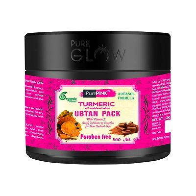 PurePINK Turmeric With Sandalwood Extract Ubtan Pack 500 ml