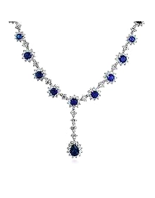 Inaya Blue and Silver Rhinestone Necklace