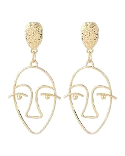 Inaya Face Hanging Golden Earrings-9