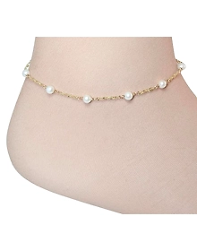 Inaya Gold Chain with Pearl Beads Anklets