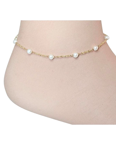 Inaya Gold Chain with Pearl Beads Anklets-10