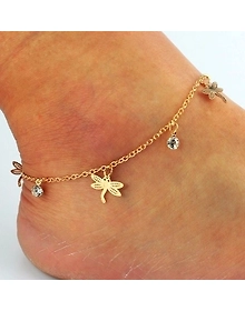 Inaya Gold Chain with Butterfly & Rhinestone Anklets