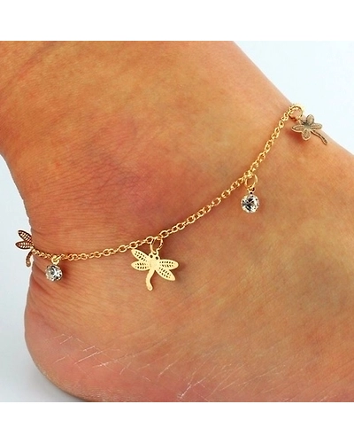 Inaya Gold Chain with Butterfly &amp; Rhinestone Anklets-14