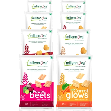 ASSORTED COMBO MILLENNOVA FOODS Multi Millet Snacks - POWER BEETS &amp; CARROT GLOWS-1016