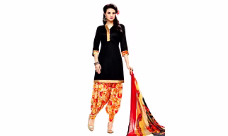 Stylee Lifestyle Black Cotton Printed Dress Material