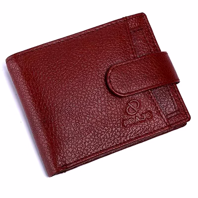 prajo men maroon genuine leather wallet (6 card slots)