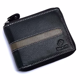 prajo men black genuine leather wallet (7 card slots)