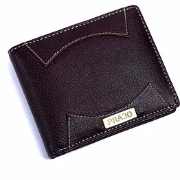 prajo men brown genuine leather wallet (5 card slots)
