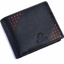 prajo men black, tan genuine leather wallet (4 card slots)