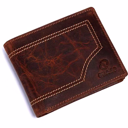 prajo men brown genuine leather wallet (7 card slots)