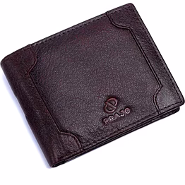 prajo men brown genuine leather wallet (5 card slots)