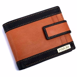 prajo men black, brown genuine leather wallet (3 card slots)