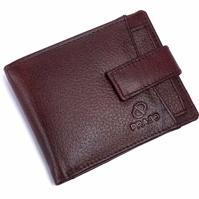 prajo men brown genuine leather wallet (6 card slots)